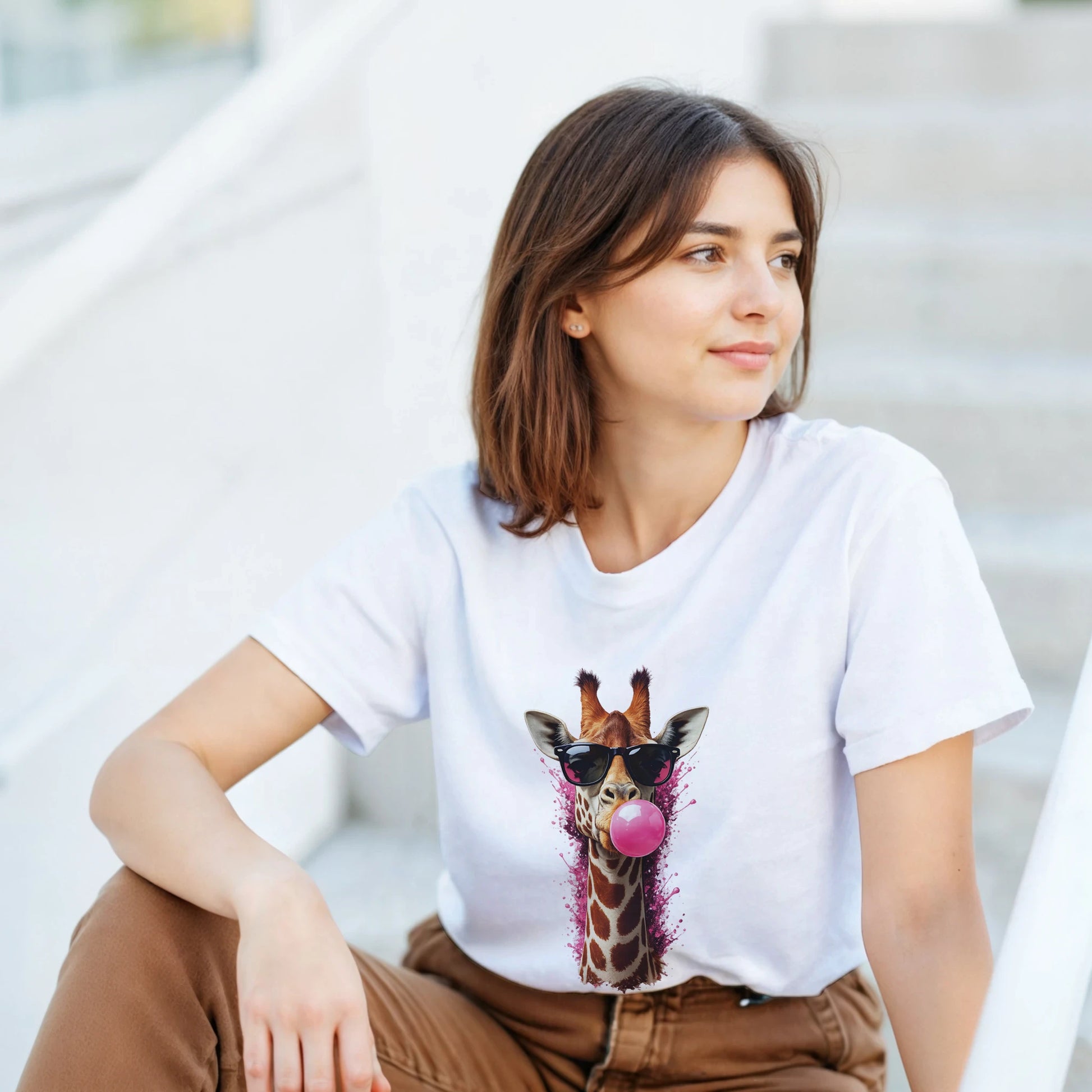 Giraffe Bubblegum T-Shirt (Heavyweight Unisex)